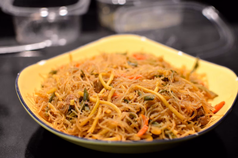 Pancit Guisado Espesyal served on a plate