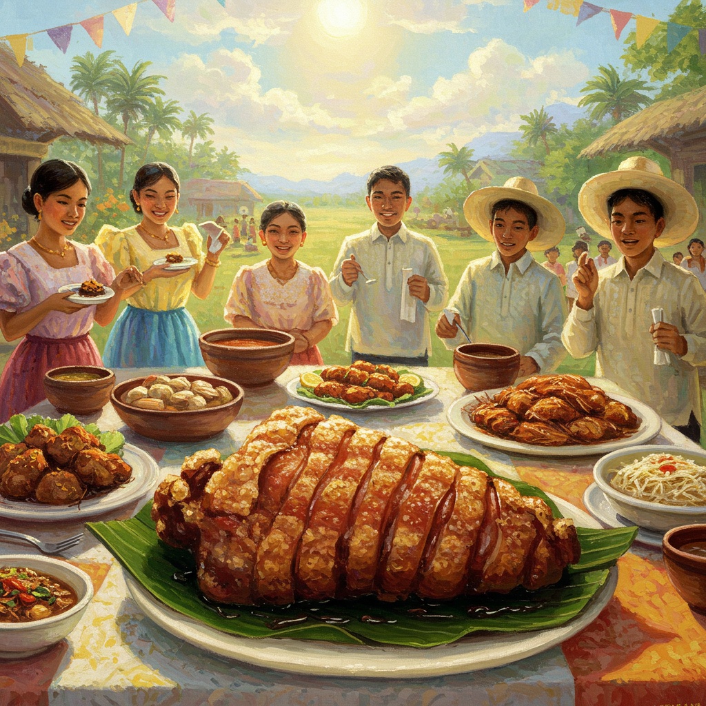 Crispy Pata as centerpiece dish in a local Filipino celebration