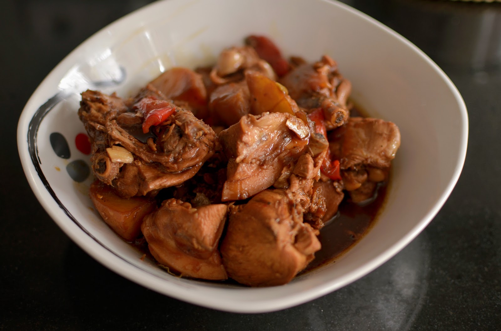 Chicken Adobo served in a bowl