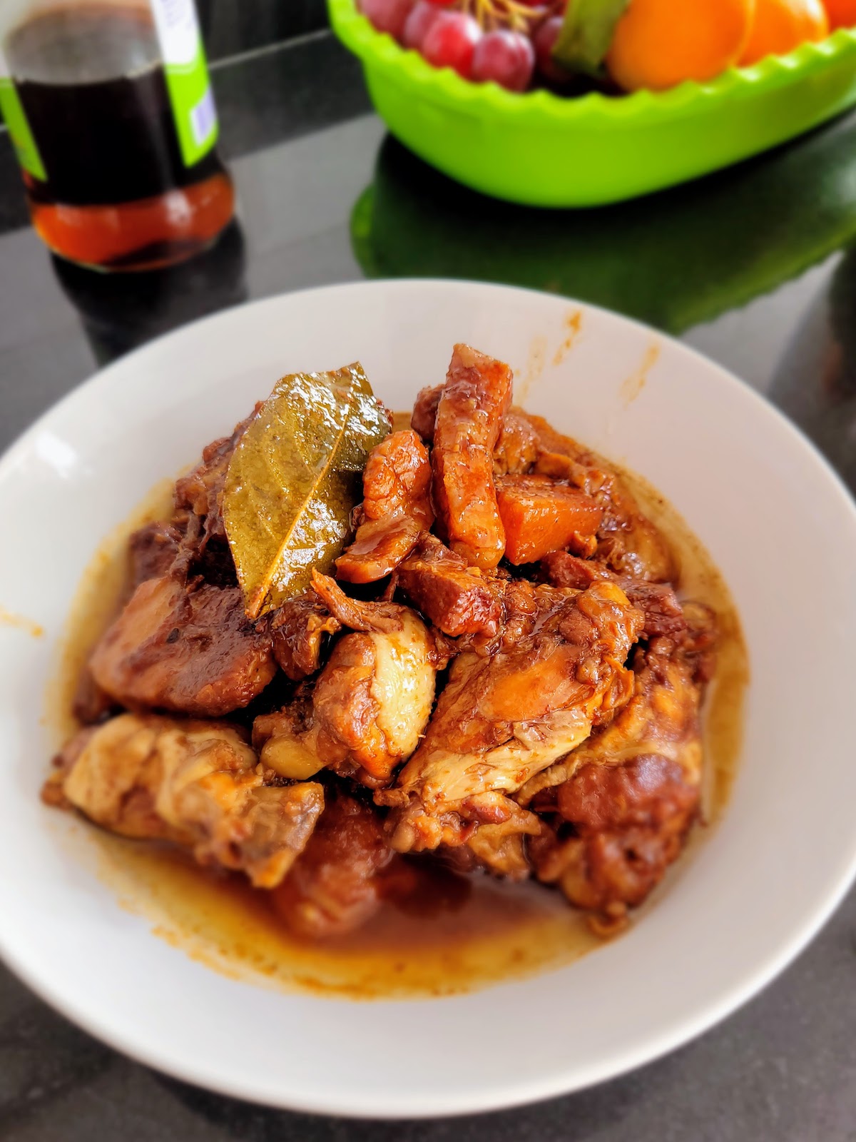 Chicken Adobo served on a plate