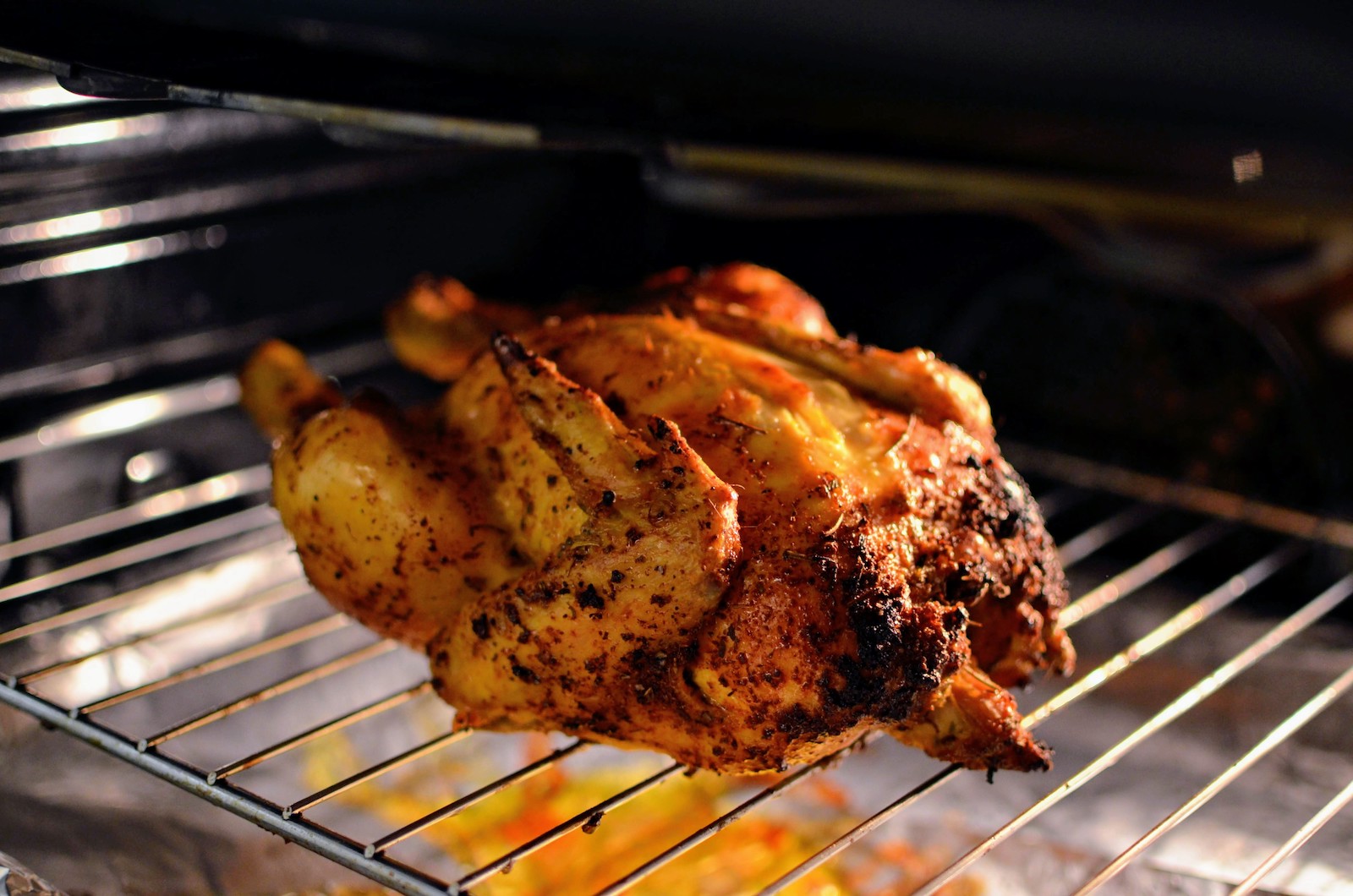 Roasted chicken out of oven
