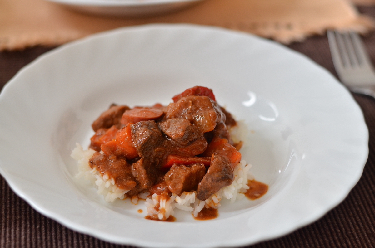 Pork menudo with rice