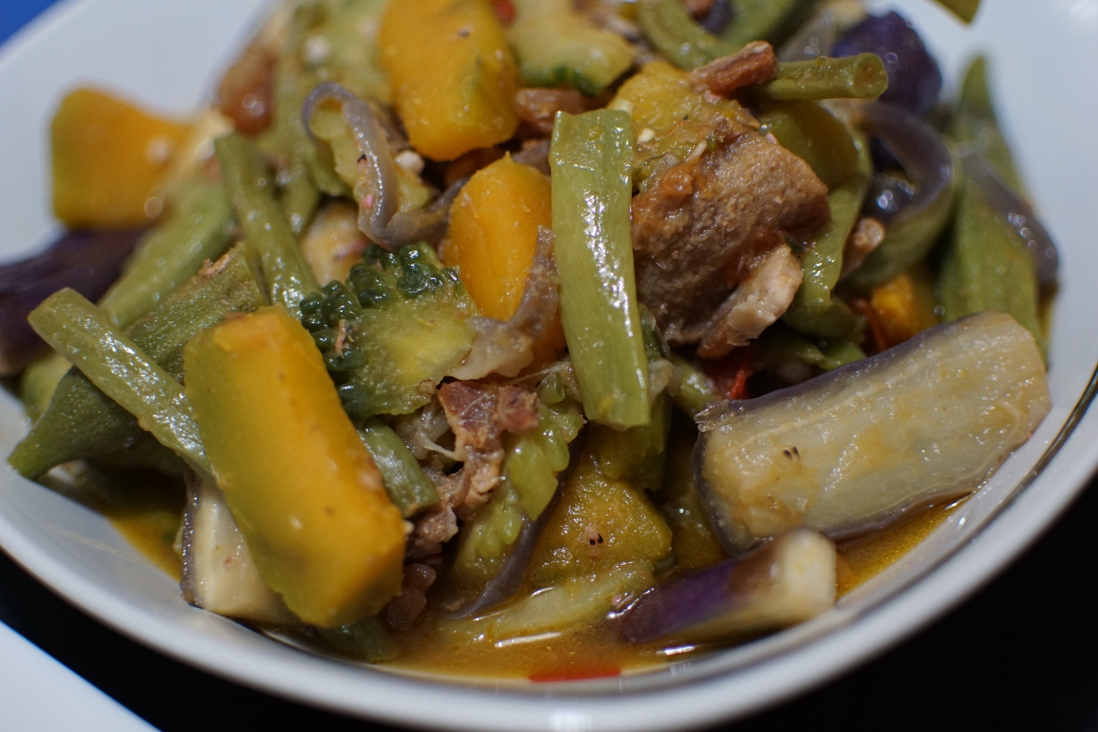 Pinakbet served in a serving dish