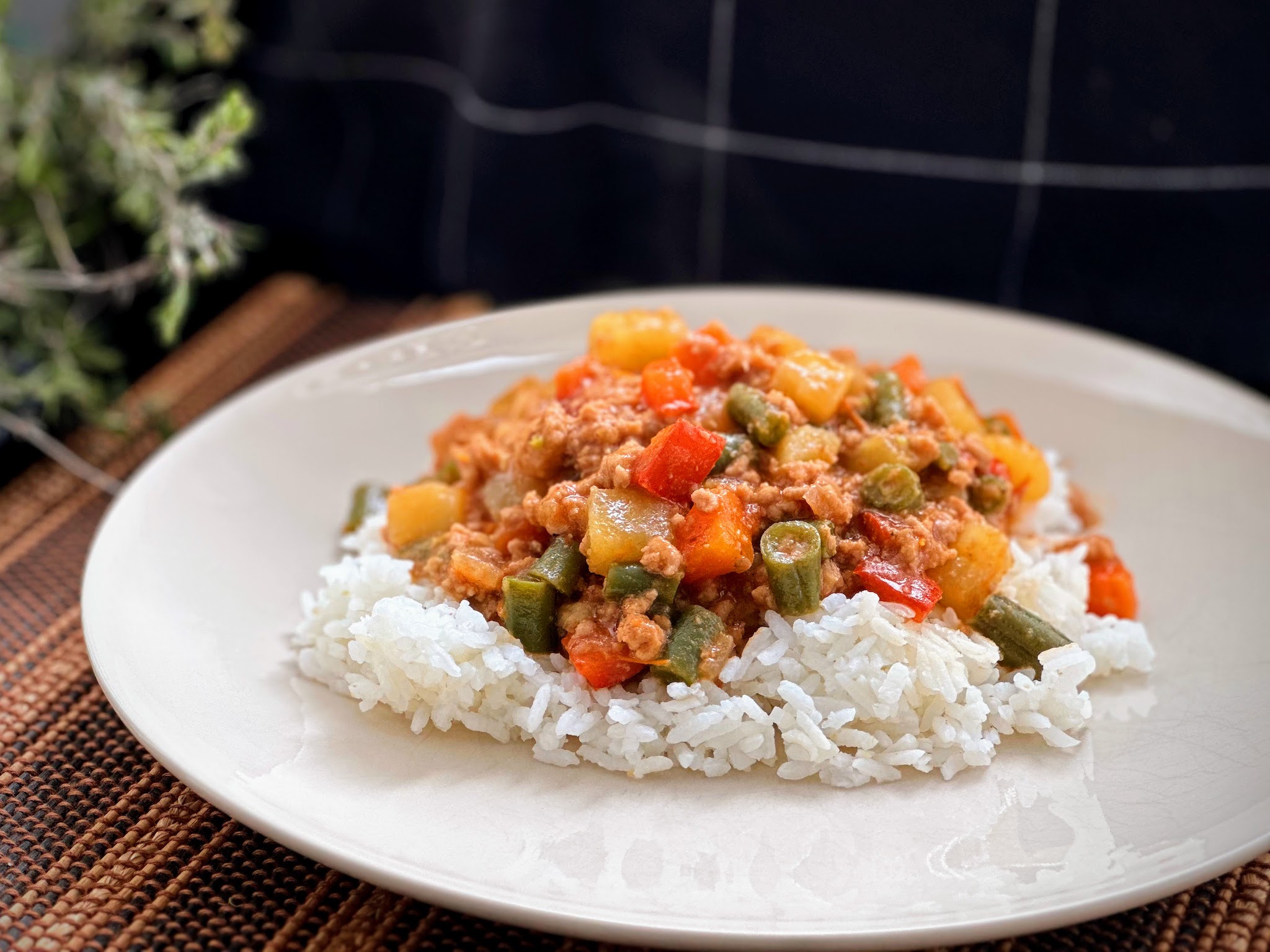 Pork giniling serve with rice