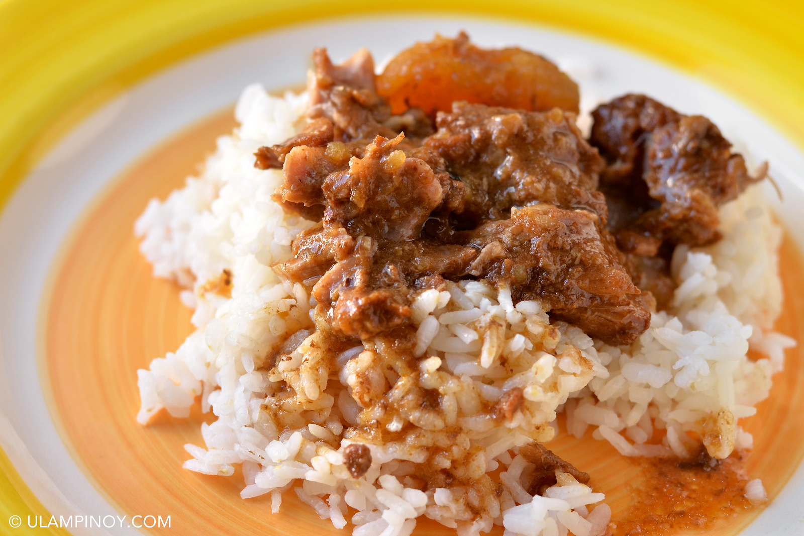 Delicious pork ribs adobo rice toppings