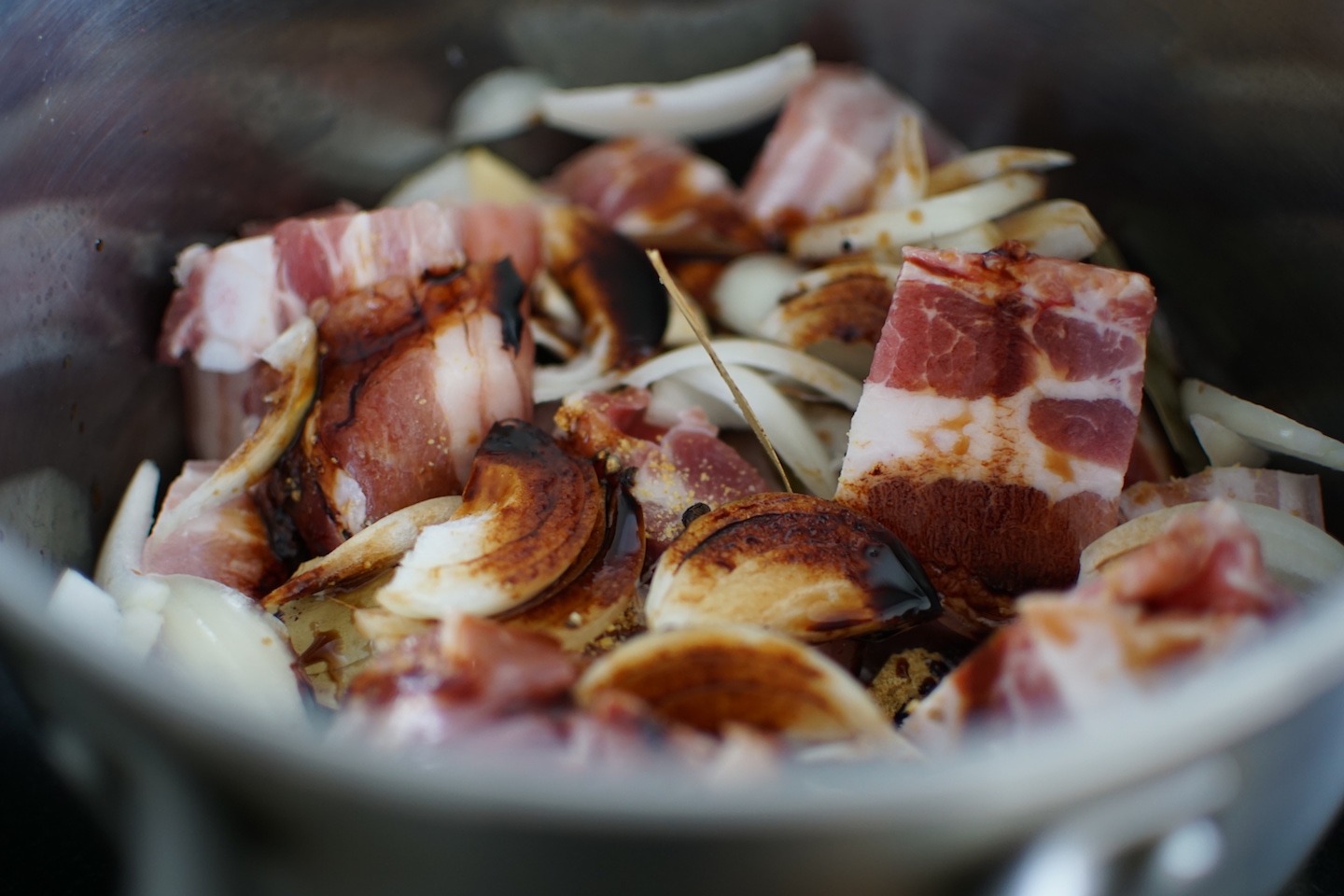 Adobo marinade of garlic and pork belly