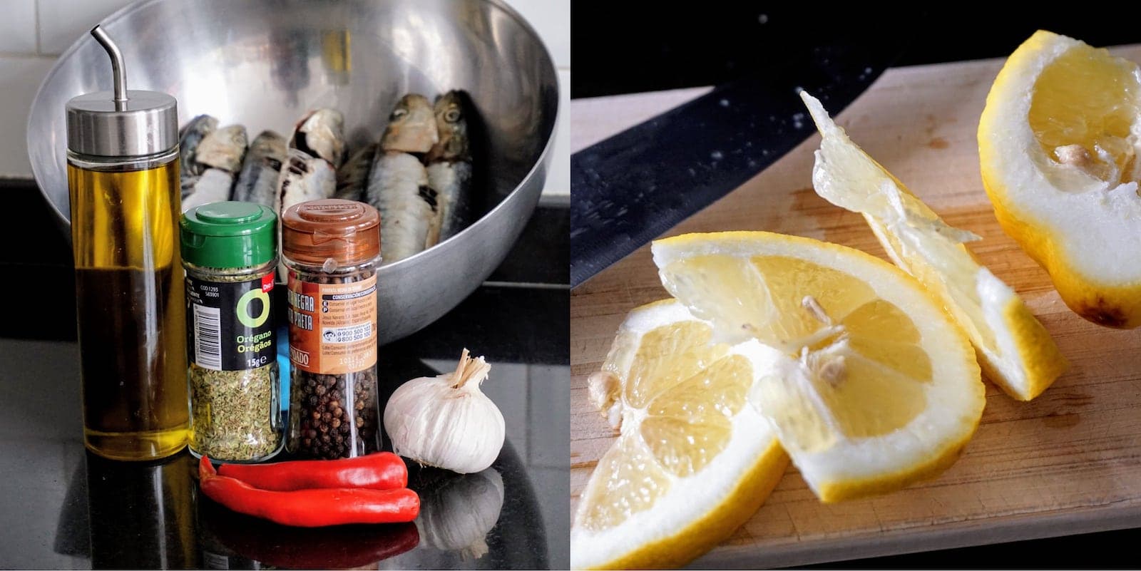 Todos los ingredientes para cocinar las sardinas al horno receta