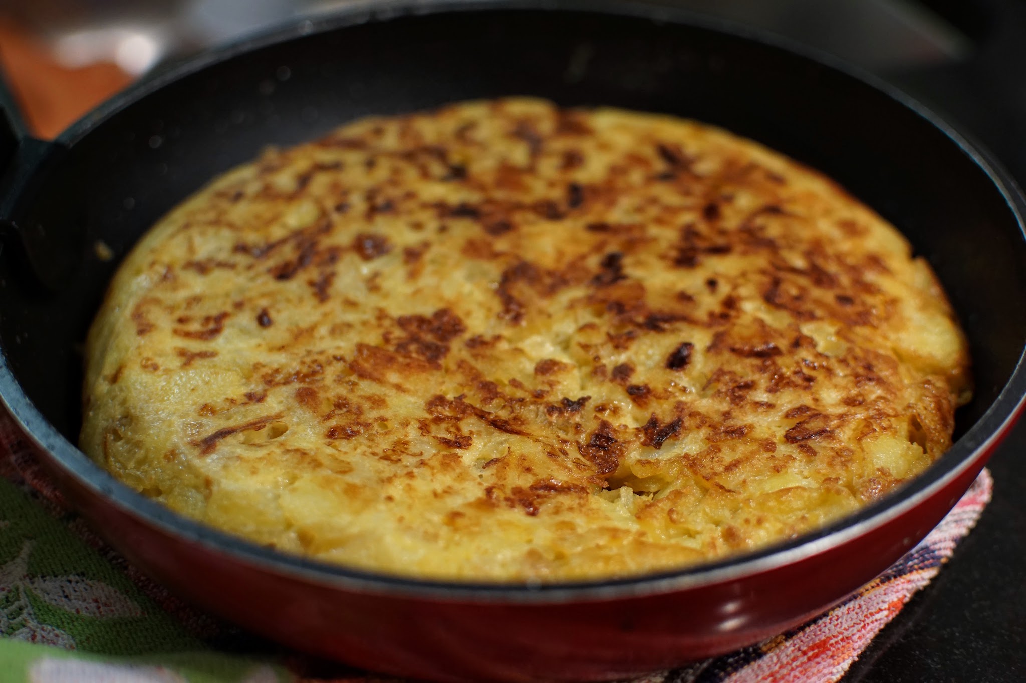 Spanish Tortilla in a skillet pan