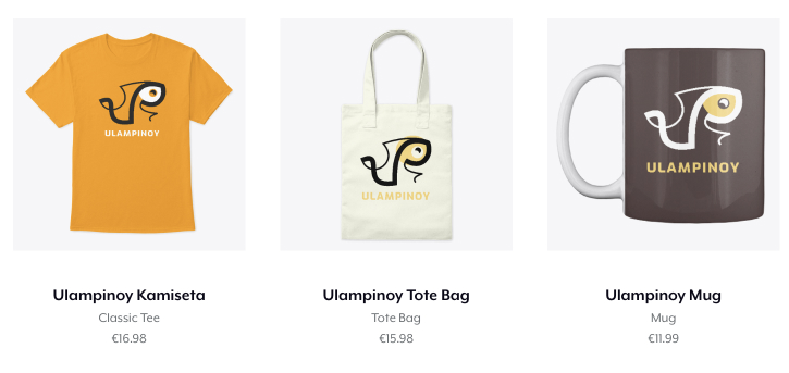 Screenshot of the Ulampinoy products on Teespring.com online store